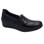 Ara Womens Black Leather Wide Fit Low Wedge Zurich Shoes 12-50613-10 image
