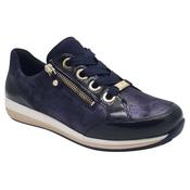 Ara Womens Navy Side Zip Wide Fit Osaka Fashion Trainer 12-64587-16