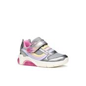 Geox Junior Girl Silver Fadinlight With Lights Sneakers - J55M4A