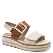 Jana Womens Beige Velcro Strap Wedge Sandal 8-28266-44