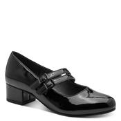 Jana Womens Black Patent Block Heel Wide Fit Shoes 8-24366-45 image