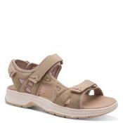 Jana Womens Taupe Velcro Strap Low Heel Sandal 8-28662-46