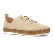 Lunar Womens Cream Slip On Evie Leather Plimsoll - FLE050