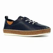 Lunar Womens Navy Slip On Evie Leather Plimsoll - FLE050 image