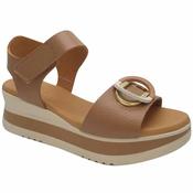 Oh My Sandals Womens Taupe Leather Low Wedge Sandal - 5974 image