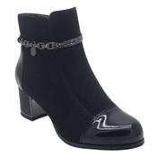 Redz Black Patent &amp; Suede Ankel Boot - 1903