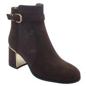 Redz Brown Dressy Suede Block Heel Ankle Boot - E708 image