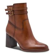 Tamaris Womens Tan Side Zip Block Heel Leather Ankle Boot 1-25390-47 image
