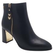 Zanni &amp; Co Black Matt Side Zip Block Heel Ankel Boot - Lucun image
