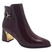 Zanni &amp; Co Burgundy Patent Side Zip Block Heel Ankle Boot - Meicun image