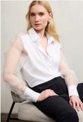 White Blouse with Organza sleeves image