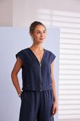 NAYA short vee neck top with Pocket and zip image