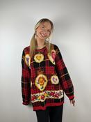 Vintage Red Tartan Patterned Knit (L)