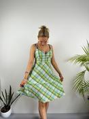 Vintage Y2K Green Plaid Summer Dress (M)