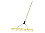 16 Tooth Yellow Hay Rake With Wooden Handle - 5 ft