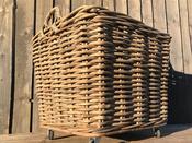 Grey Rattan Log Basket with Wheels (Extra Thick) (60H x 65L x 65D)