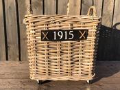 Grey Rattan Log Basket with Wheels (45H x 50L x 50D)