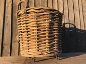 Grey Rattan Log Basket Round with Wheels (Extra Thick) (60H x 65L x 65D)