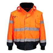 Hi-Vis 3-in-1 Contrast Bomber Jacket Portwest C465 - Orange/Navy / L image