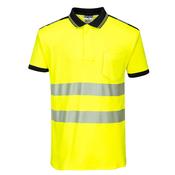 PW3 Hi-Vis Cotton Comfort Polo Shirt S/S Portwest T180 - Yellow/Black / Medium image
