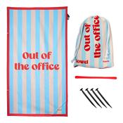 Beach Towel Blue Striped “Out of the Office”