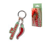 "I'm chilling" Chilli Red and Mint Keychain image
