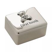 Silver Plated First Tooth Box with Teddy Icon