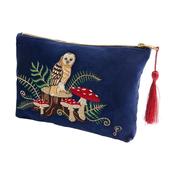Velvet Zip Pouch in Woodland Owl