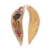 Embroidered Velvet Hedband - Cream Posy