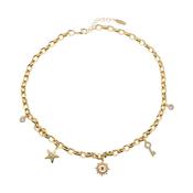 Helene Charm Necklace Gold White CZ Ruby CZ
