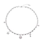 Helene Charm Necklace Silver White CZ Ruby CZ