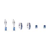 Blue Star Earring Stack Silver