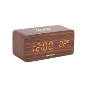 Alarm Clock Block with Phone Charger LED - Dark Wood image