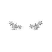Absolute Jewellery Sterling Silver Three Flower Crawler Earrings (SE181SL) image