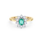 18ct Gold Oval Emerald and Diamond Ring image