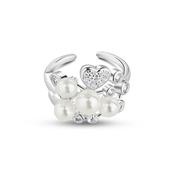 Newbridge Silver Plated Pearl Ring with Clear Stones (R0021SP)
