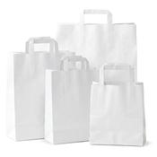 Premium Flat Handle White Paper Carrier Bags