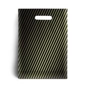 Black and Gold Stripe Plastic Carrier Bags