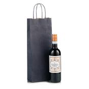Italian Blue Paper One Bottle Bag with Twisted Handles image