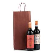 Italian Bordeaux Paper Two Bottle Bag with Twisted Handles image