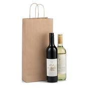 Brown Paper Two Bottle Bag with Twisted Handles