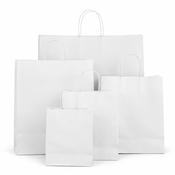 Value White (Unribbed) Paper Carrier Bags with Twisted Handles