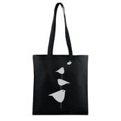 Black Printed Cotton Shopping Bags