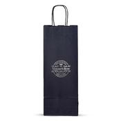 Blue Printed One Bottle Paper Bags with Twisted Handles