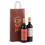 Bordeaux Printed Two Bottle Paper Bags with Twisted Handles
