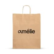 Brown Printed Paper Carrier Bags with Twisted Handles, Screen Print