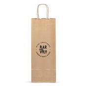 Brown Printed One Bottle Paper Bags with Twisted Handles