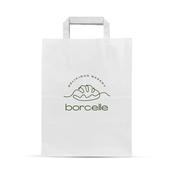 White Printed Paper Carrier Bags with Flat Handles