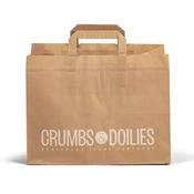 Brown Printed Patisserie Bags with Flat Handles