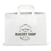 White Printed Patisserie Bags with Flat Handles